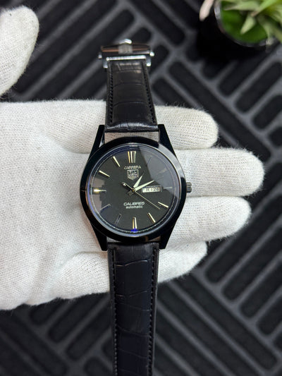 Carrera Leather Strap Men's Watch - Full Black