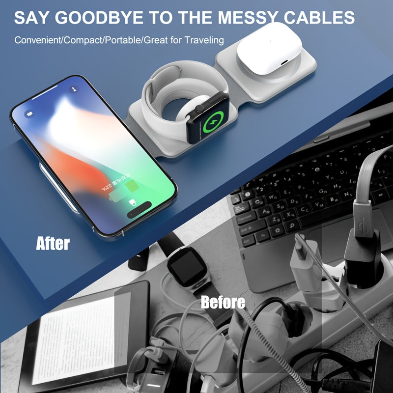 3-In-1 Foldable Magnetic Wireless Charger