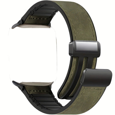 Genuine Calfskin Leather Watch Band, with Magnetic Clasp