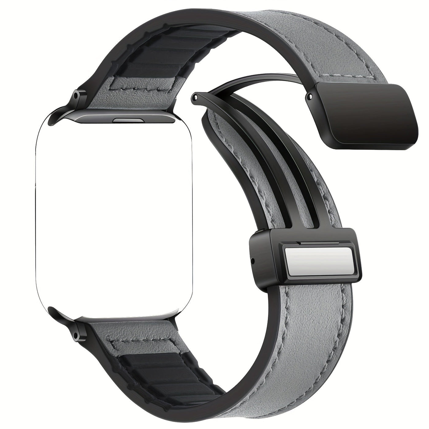 Genuine Calfskin Leather Watch Band, with Magnetic Clasp