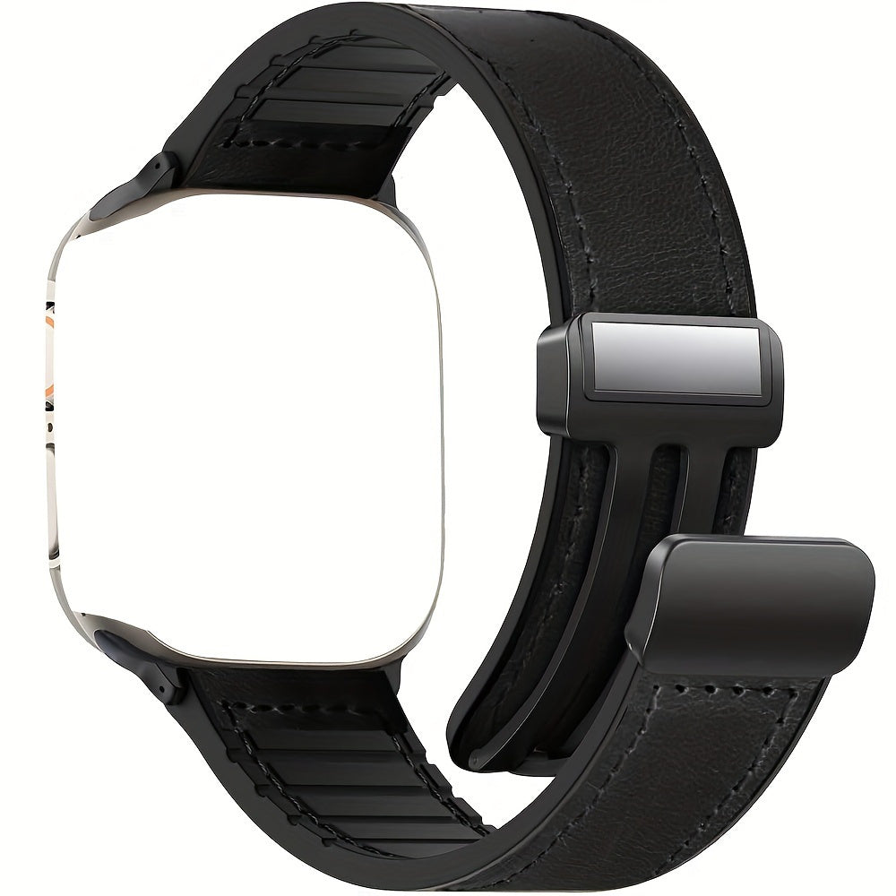 Genuine Calfskin Leather Watch Band, with Magnetic Clasp