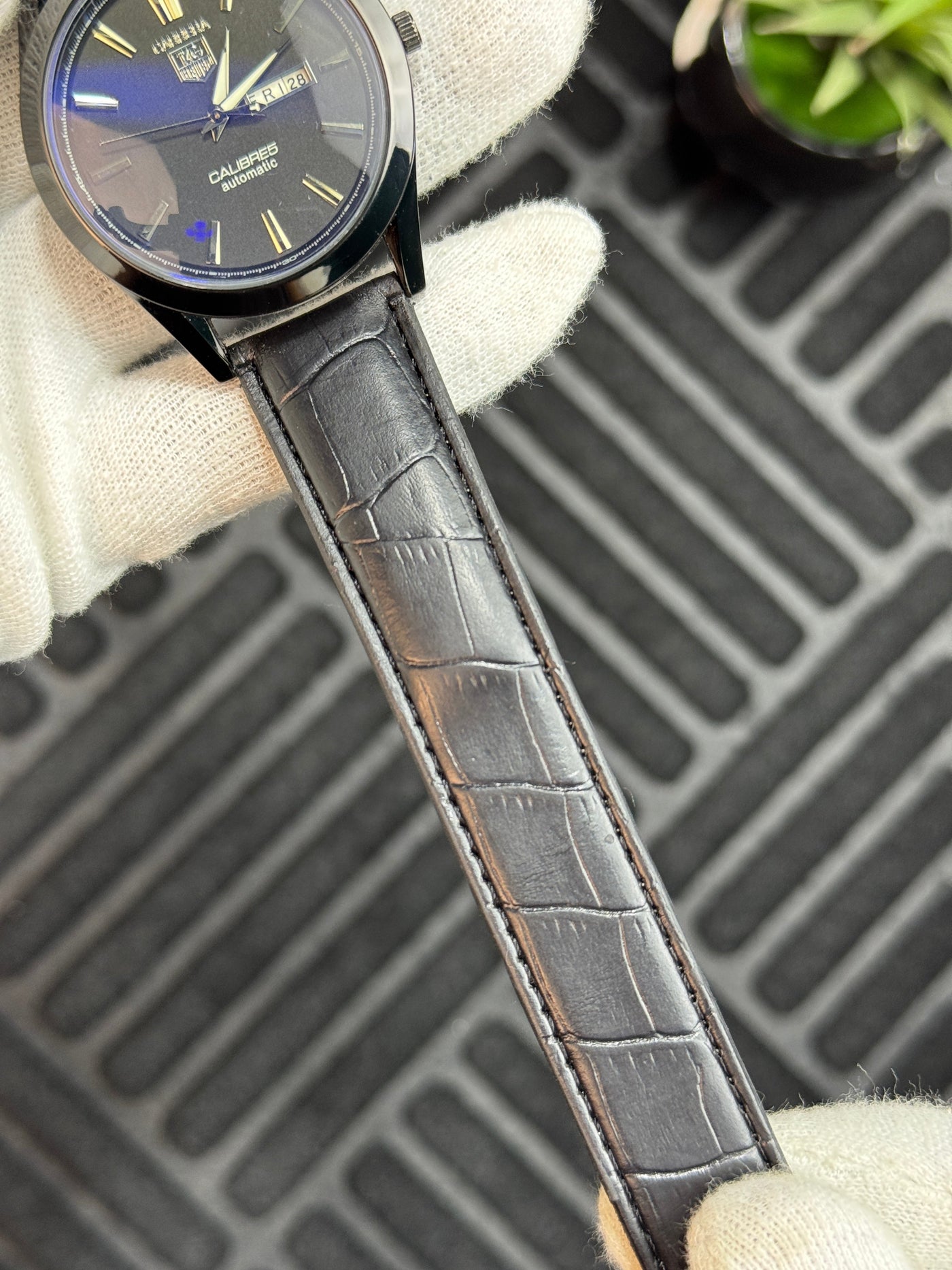 Carrera Leather Strap Men's Watch - Full Black