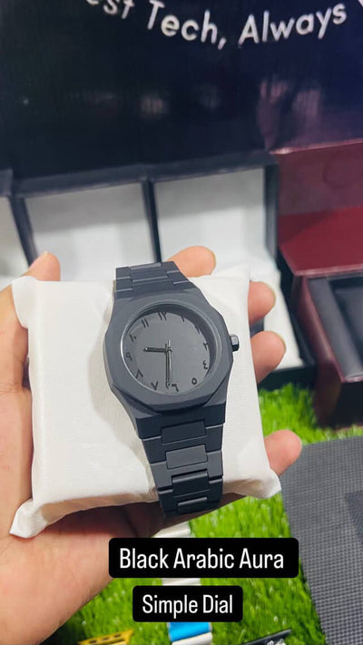 ARABIC BLACK AURA WATCH WITH SIMPLE BOX GIFT🎁