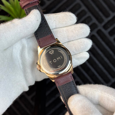 TOMI Men Luxury Leather Strap Watch