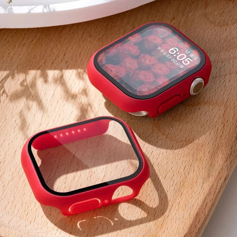 Tempered Glass+Cover For Apple watch Case