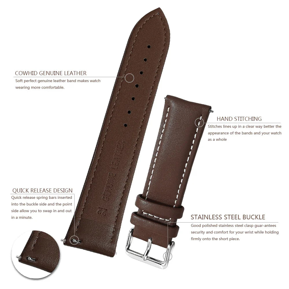 Top Grain Genuine Leather Watch Band