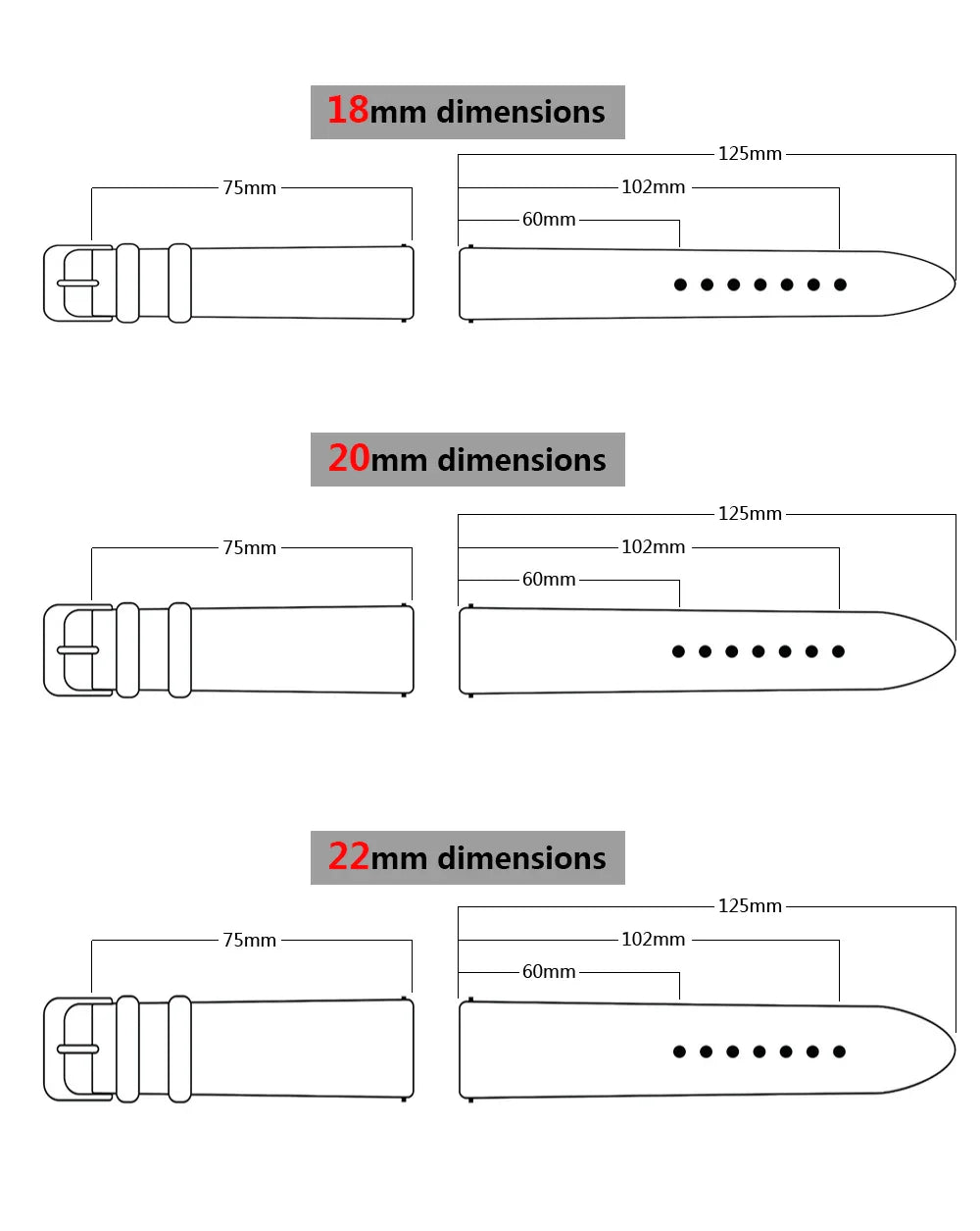 Top Grain Genuine Leather Watch Band
