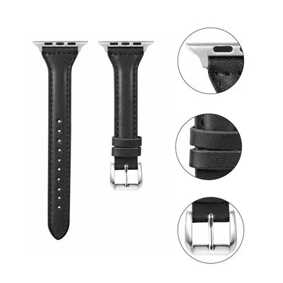 Slim leather strap for Apple Watch band 49mm series 7 8 9 41mm/45mm 38mm/42mm Wrist bracelet iWatch SE 6 5 4 3 40mm/44mm ultra-2