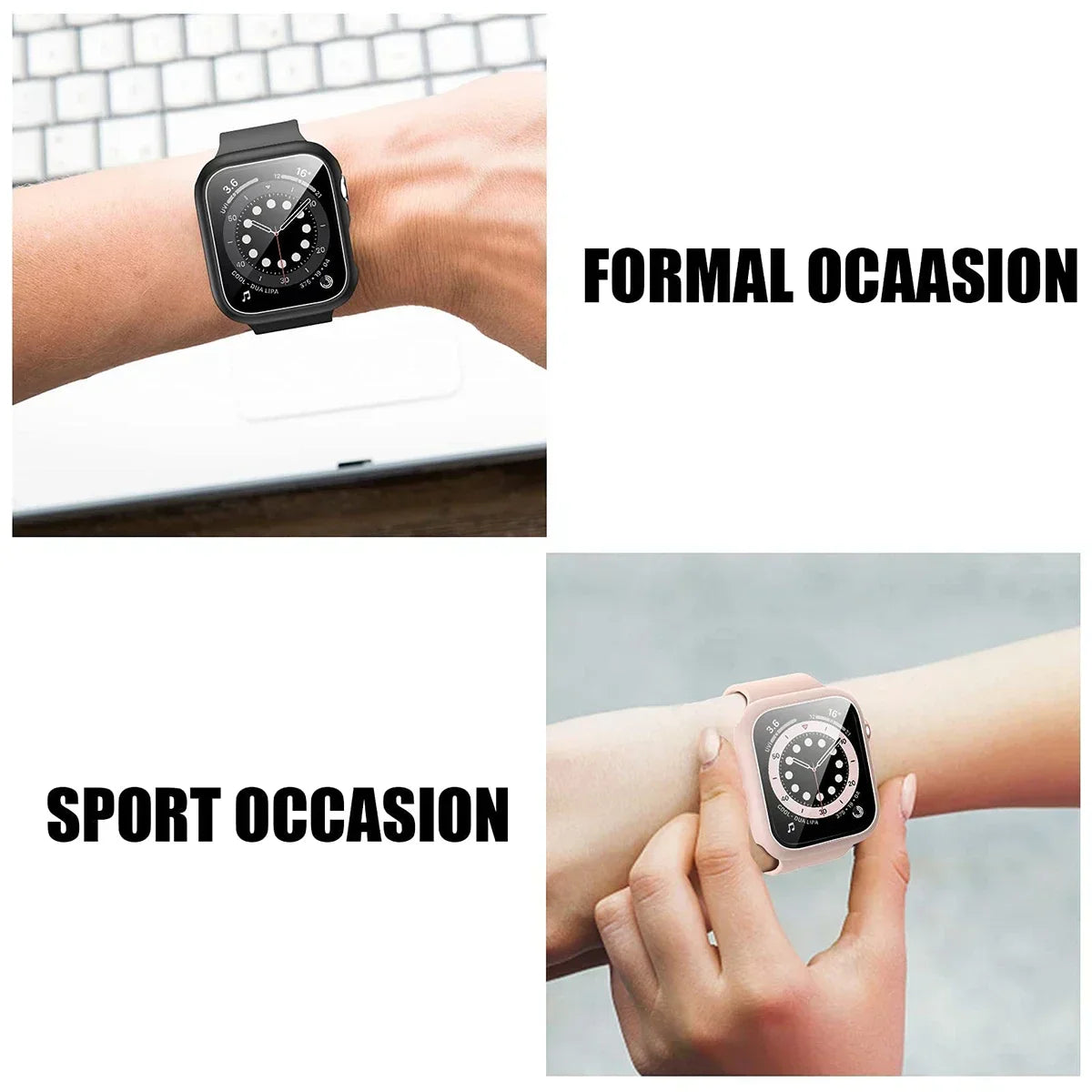 Tempered Glass+Cover For Apple watch Case