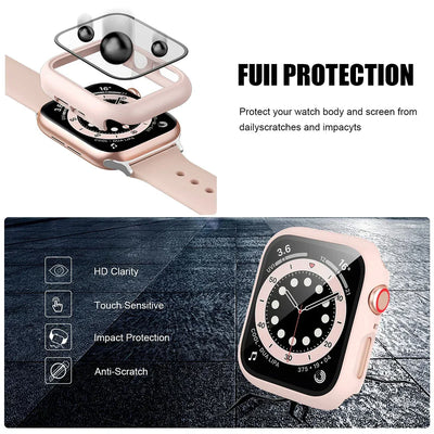 Tempered Glass+Cover For Apple watch Case