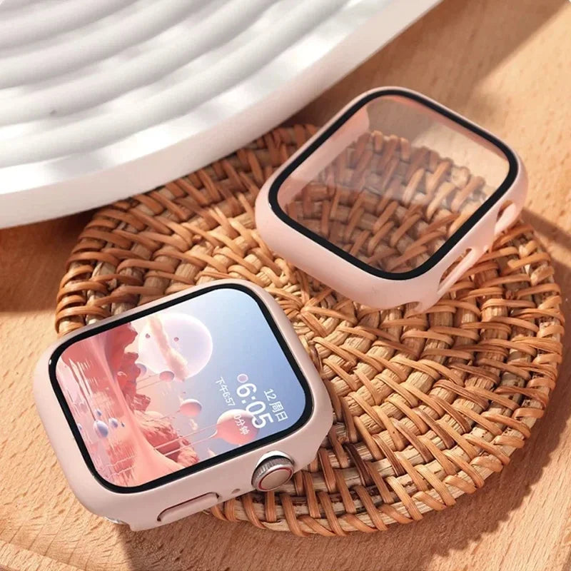 Tempered Glass+Cover For Apple watch Case