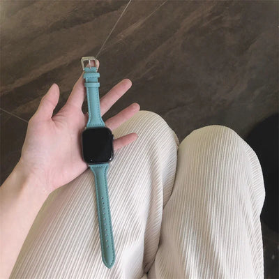 Slim leather strap for Apple Watch band 49mm series 7 8 9 41mm/45mm 38mm/42mm Wrist bracelet iWatch SE 6 5 4 3 40mm/44mm ultra-2