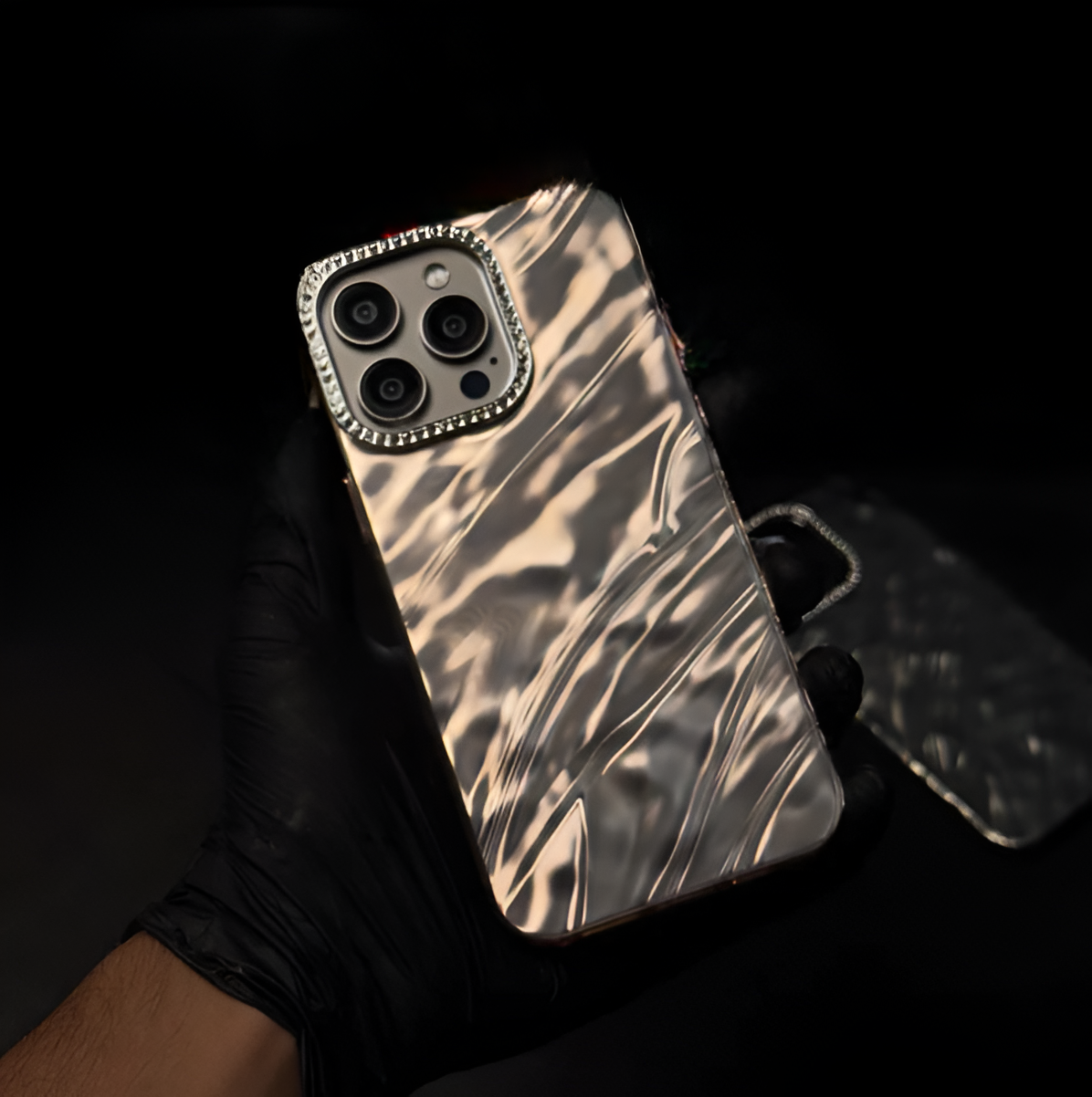 Foil Textured Premium Case with Diamond Camera Borders