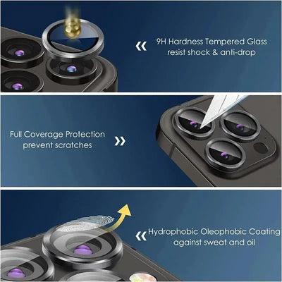 3pcs Glitter Camera Lens Protector Cover for Apple iPhone 16 15 14 Pro Max 16 Plus 13 mini Tempered Glass Protection Accessories
