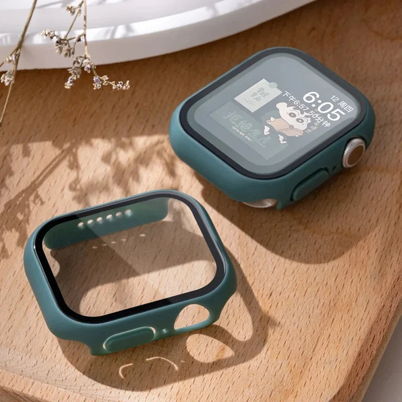 Tempered Glass+Cover For Apple watch Case