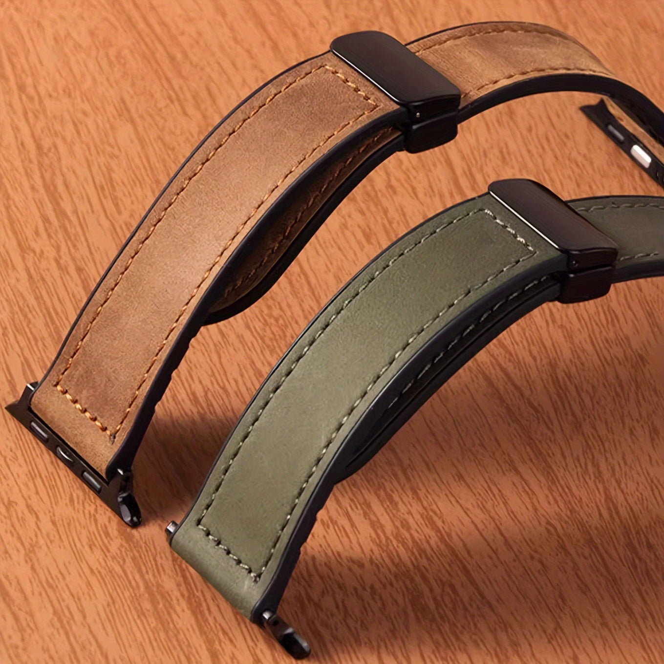 Genuine Calfskin Leather Watch Band, with Magnetic Clasp