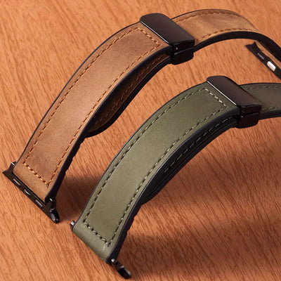 Genuine Calfskin Leather Watch Band, with Magnetic Clasp