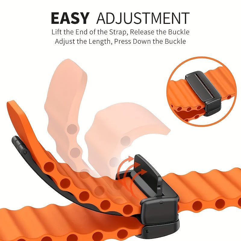 Breathable Silicone Sport Strap with Magnetic Buckle for Apple Watch