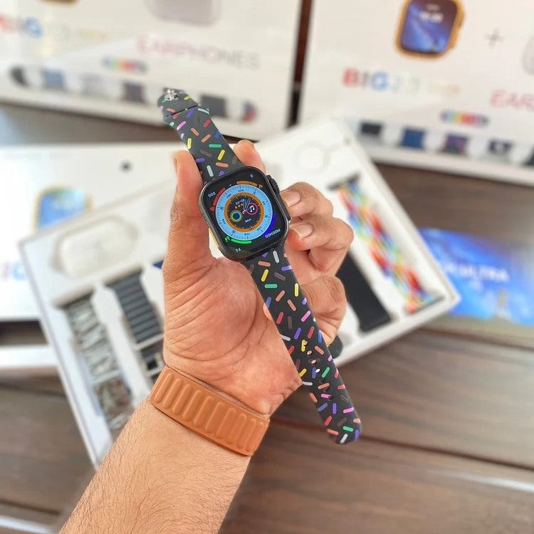 i20 Ultra Suit Smartwatch (Black) + AirPods