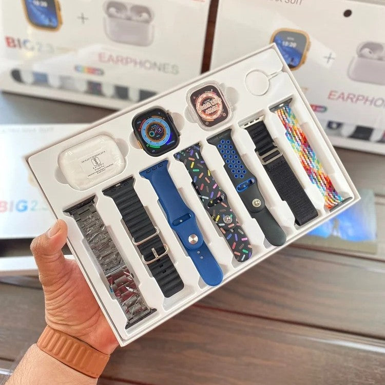 i20 Ultra Suit Smartwatch (Black) + AirPods