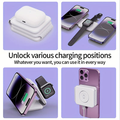 Lightweight 3-in-1 Wireless Charging Station, Foldable,