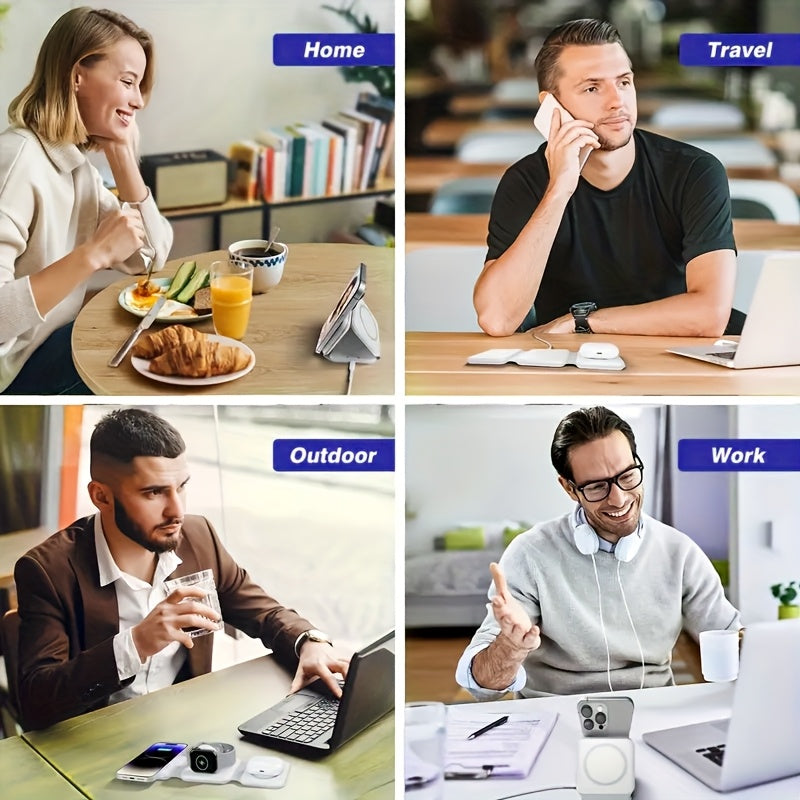 Lightweight 3-in-1 Wireless Charging Station, Foldable,