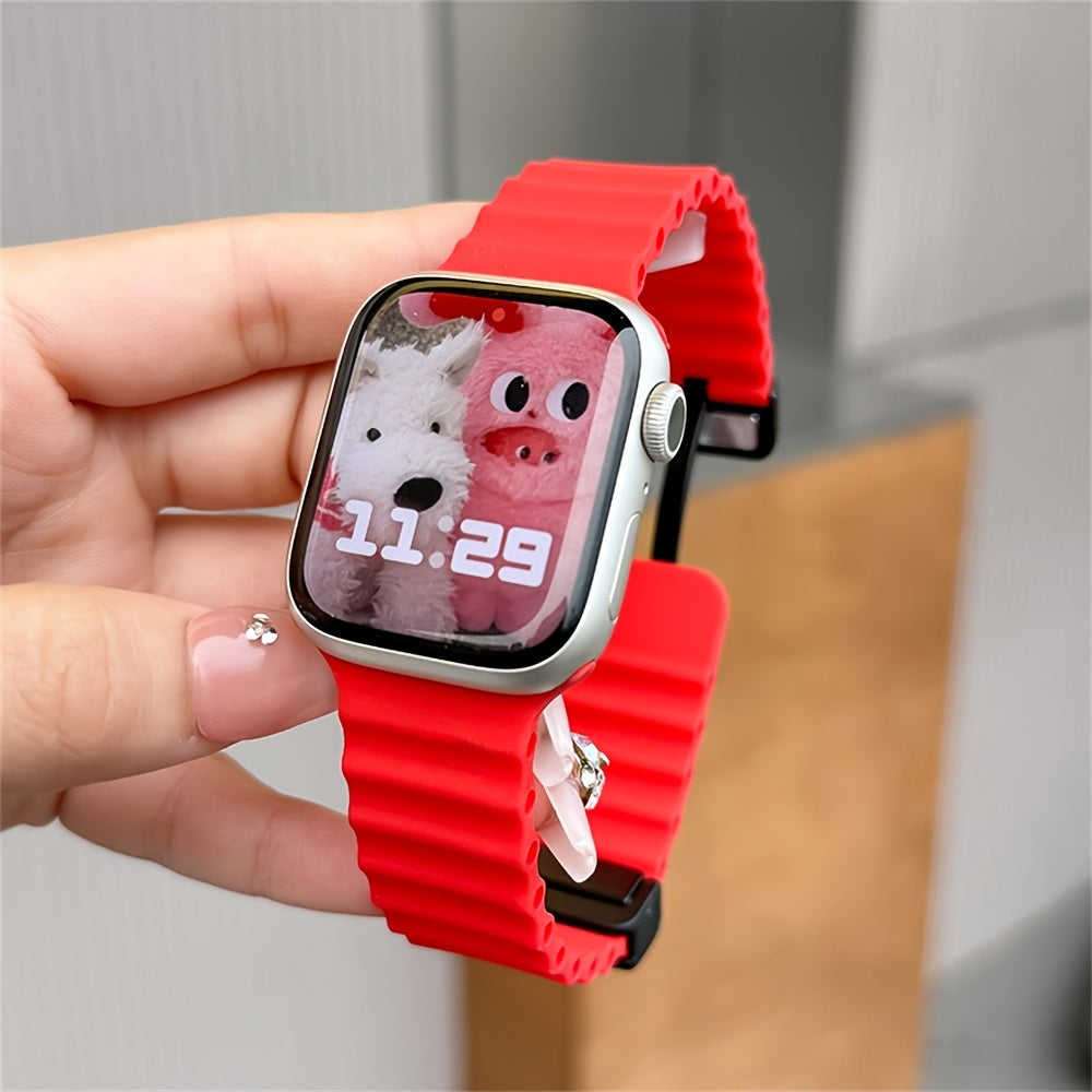 Breathable Silicone Sport Strap with Magnetic Buckle for Apple Watch