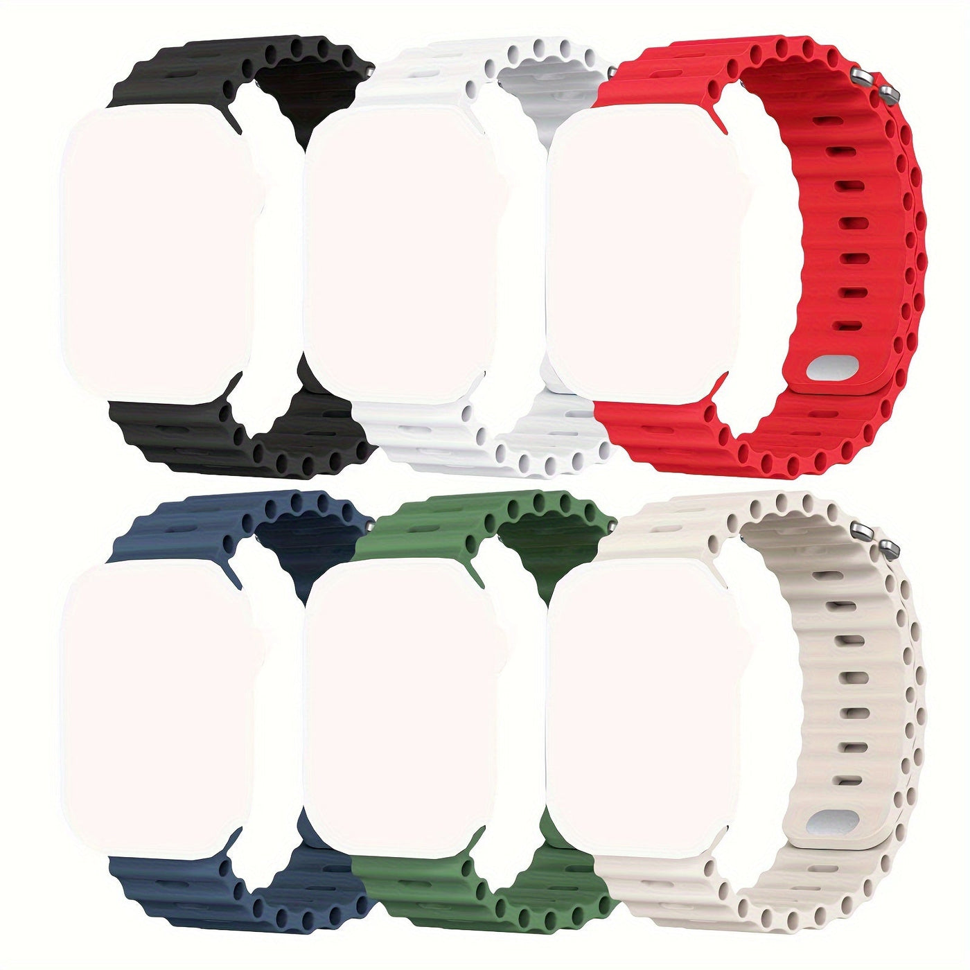 6-Pack Sport Silicone Bands Compatible with Apple Watch Series