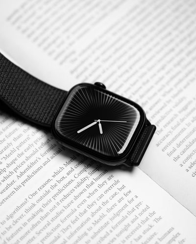 Apple logo series 10 Black with Black Nylon Strap